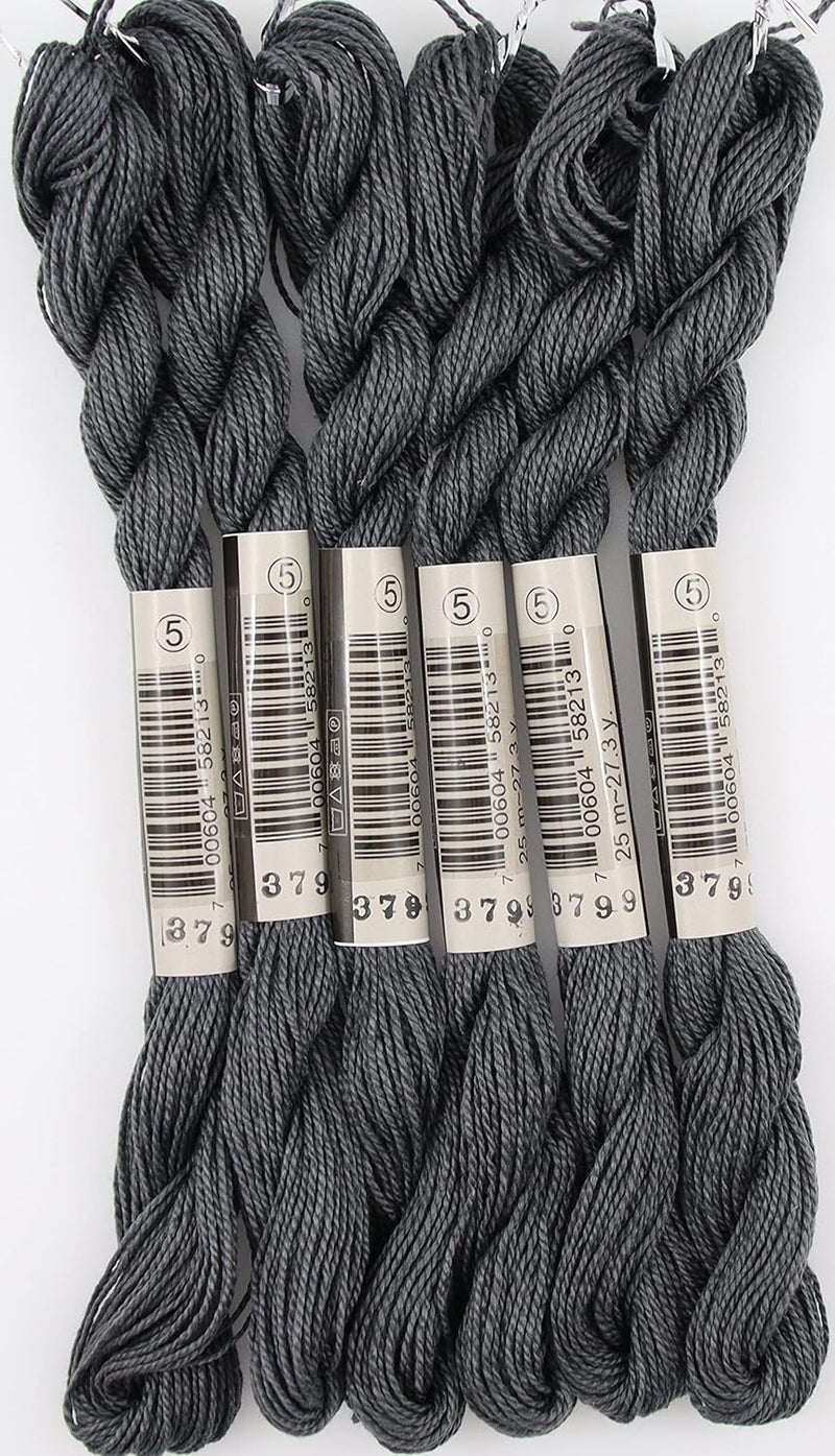 KCS 25 M/Skein Mercerized Pearl Cotton Crochet Needlepoint Thread,Size 5,6 skeins,Pewter Gray vy dk - Image 4